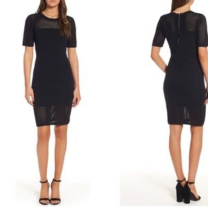 Sentimental NY. Open Weave Bodycon Dress, Black. Above the knee.